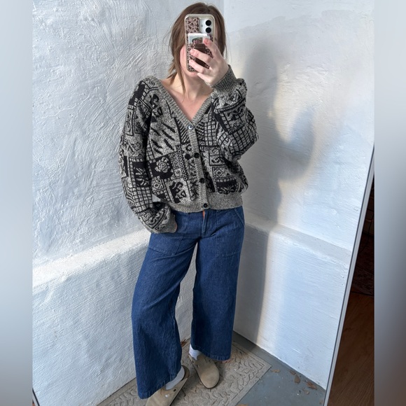 L/XL vintage abstract knit grandpa cardigan - Picture 15 of 15